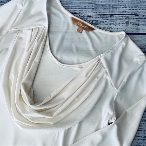 Ellen Tracy 3/4 Sleeve Drape Neck Top Blouse - Picture 2 of 4